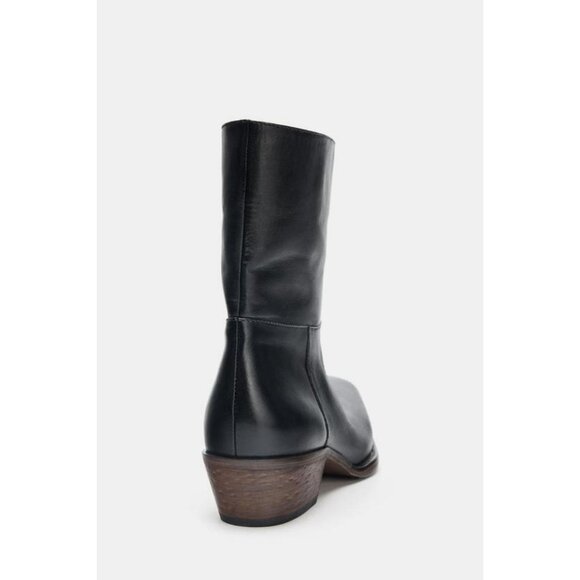 ZARA LEATHER COWBOY ANKLE BOOTS - Picture 7 of 9